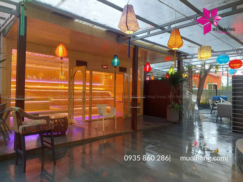 Thiết kế thi c&ocirc;ng spa đ&aacute; muối hồng ngoại